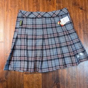 Beetlejuice Grey Plaid Pleated Skort Beetle Embroidery XS
